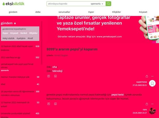 Dated user posts from 2003-2004 on a Turkish forum, describing the 8099 service in their own words