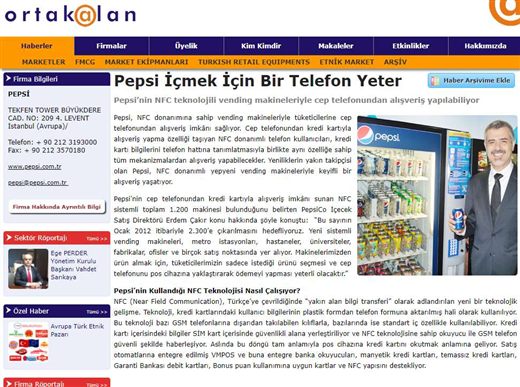 December 2011 news coverage of the NFC-capable machines, naming the VMPOS unit inside them
