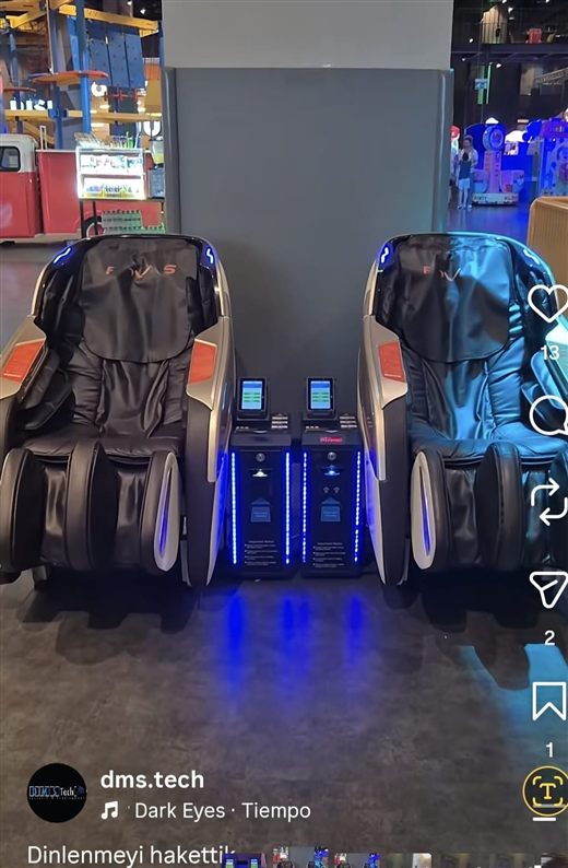 June 2025: the massage chair where it stands, in an entertainment centre