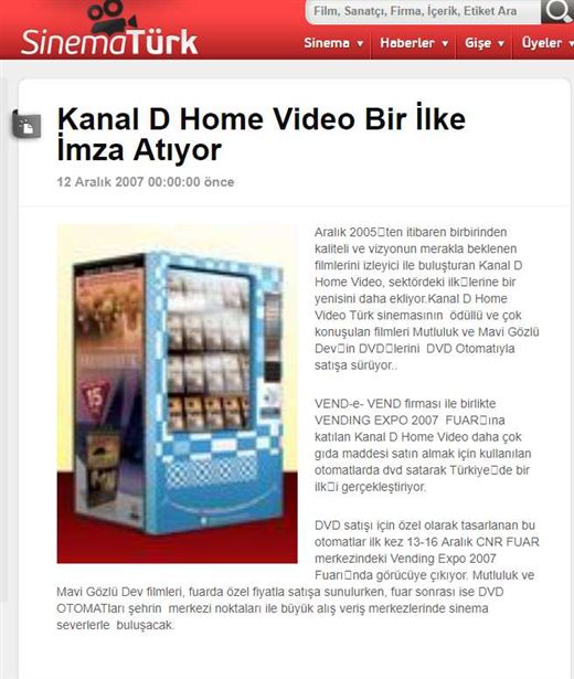 SinemaTürk, 12 December 2007 — the second report of that week, also naming VEND-e-VEND